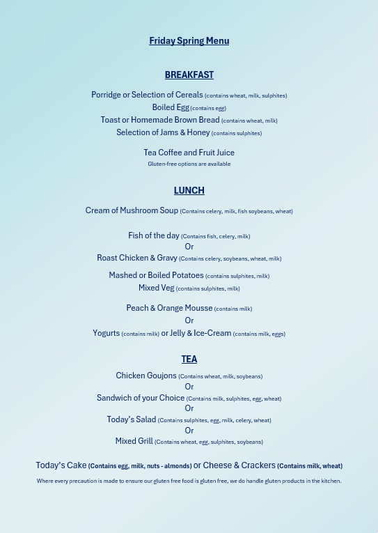 Friday Menu